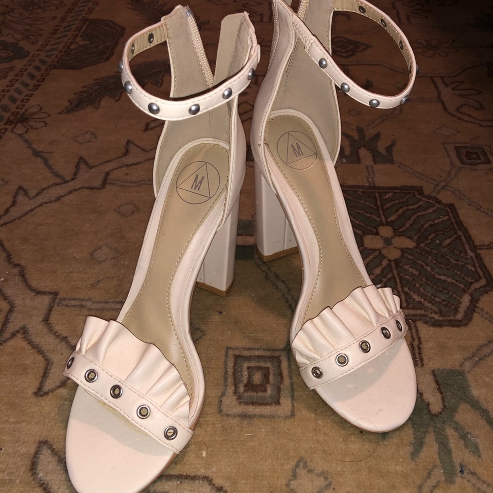 Misguided White Open-Toe Strap Heels